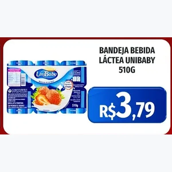 Recorte do encarte de Bebida Láctea Unibaby 510 g