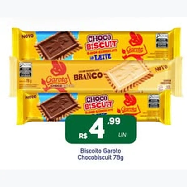 Recorte do encarte de Chocobiscuit Garoto 78 g