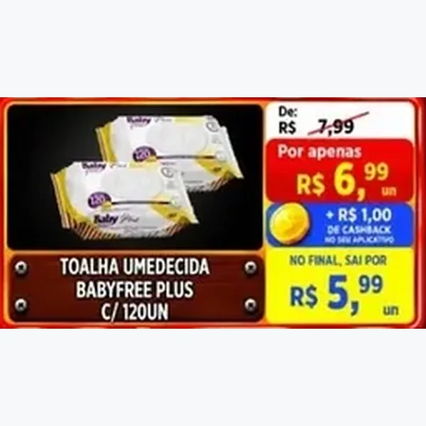 Recorte do encarte de Toalha Umedecida Plus Babyfree 120 un