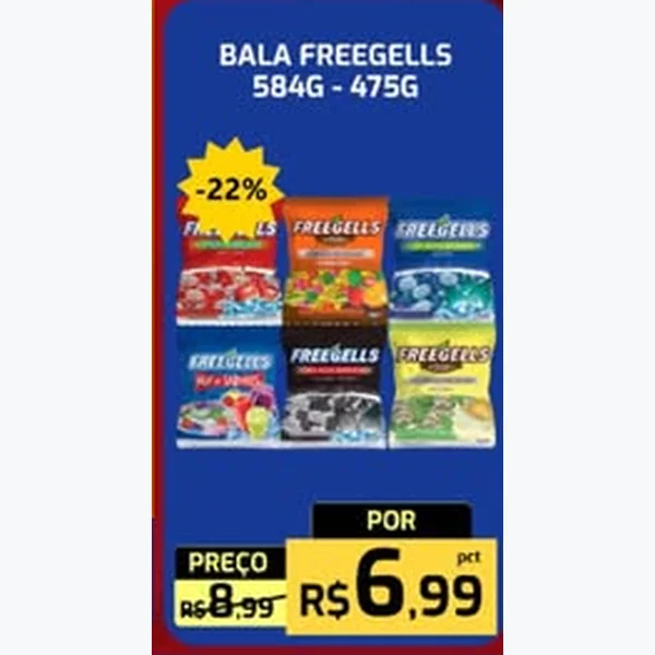 Recorte do encarte de Bala Freegells 475 g