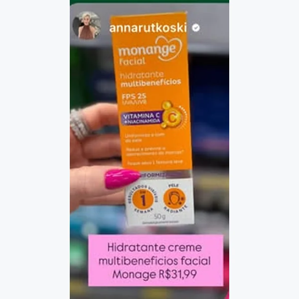 Hidratante Facial Multibenefícios Monange 50 g