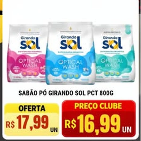 Sabão em Pó Optical Wash Girando Sol 800 g