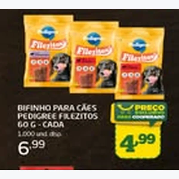Recorte do encarte de Bifinho Pedigree Filezitos