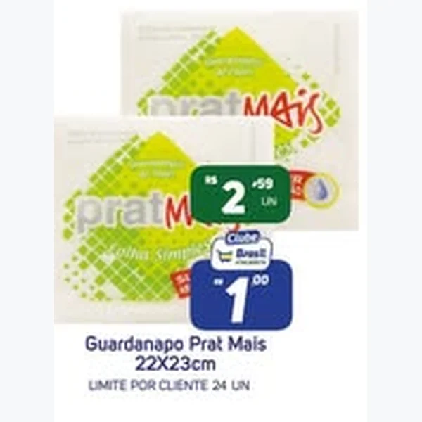 Recorte do encarte de Guardanapo Prat Mais 22 un × 23 un