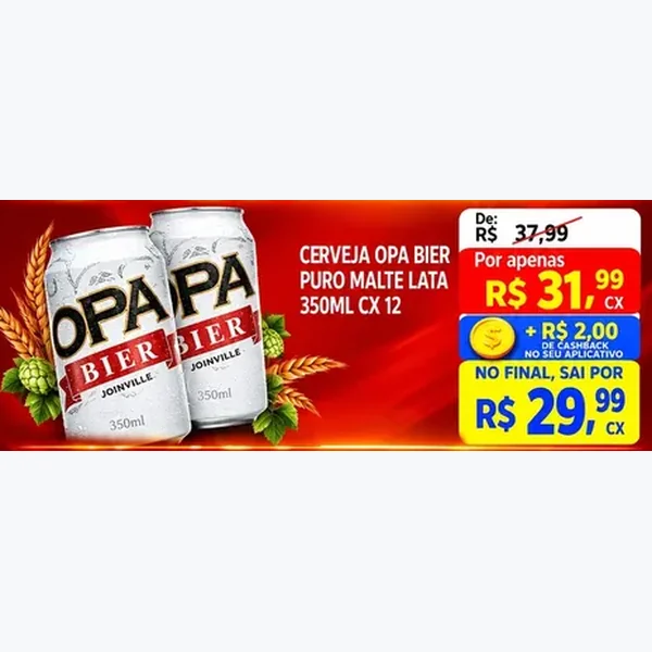 Recorte do encarte de Cerveja Puro Malte Opa Bier 12 un × 350 ml