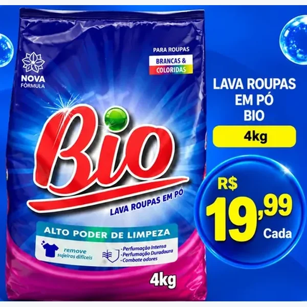 Recorte do encarte de Lava Roupas em Pó Bio 4 kg