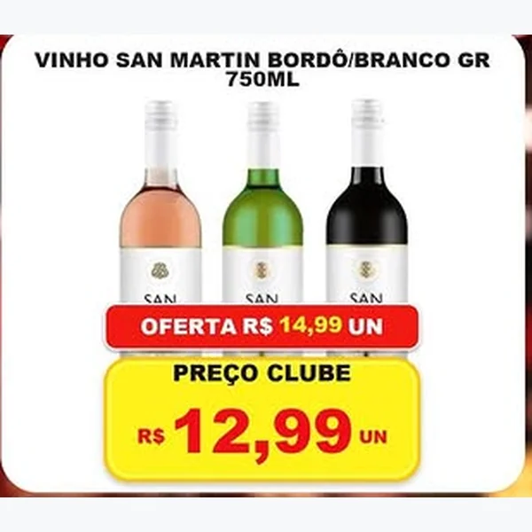 Recorte do encarte de Vinho Bordô San Martin 750 ml