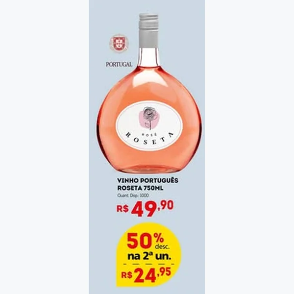 Recorte do encarte de Vinho Rosé Roseta 750 ml