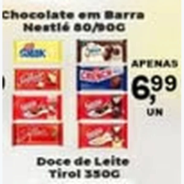 Recorte do encarte de Chocolate em Barra Nestlé 90 g