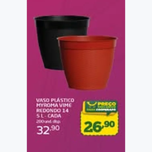 Recorte do encarte de Vaso Plástico Vime Redondo 14 Myroma 5 L