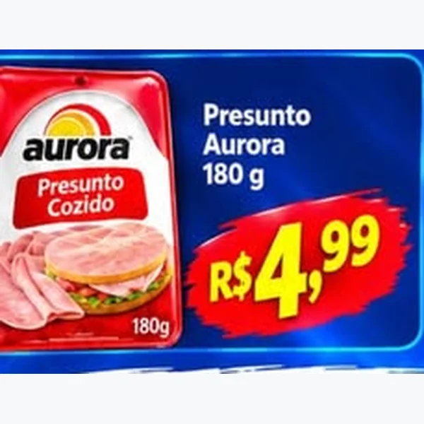 Recorte do encarte de Presunto Cozido Aurora 180 g