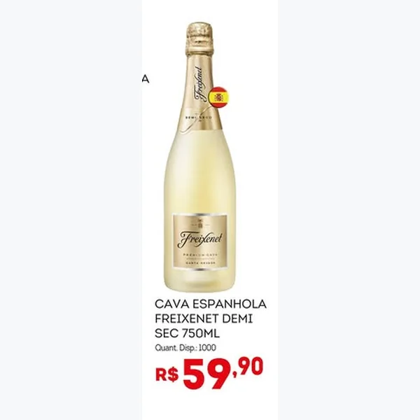Recorte do encarte de Cava Espanhola Demi Sec Freixenet 750 ml