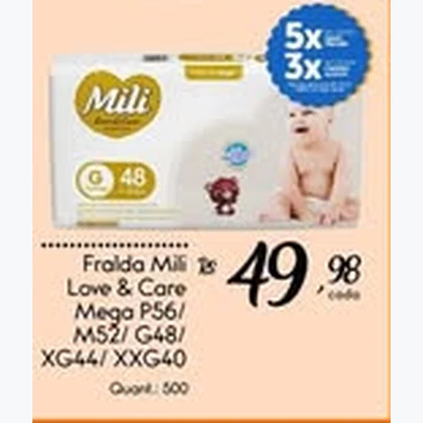 Recorte do encarte de Fralda Love & Care Mili