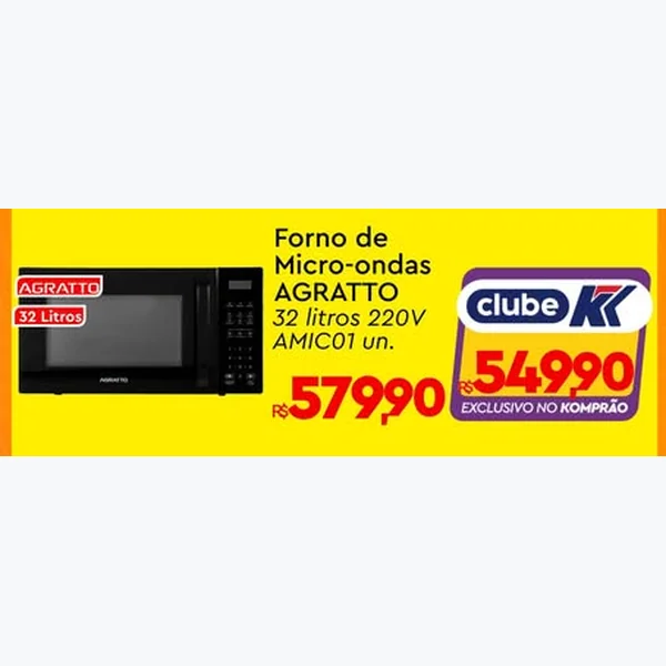 Recorte do encarte de Forno de Micro-ondas AGRATTO 32 L