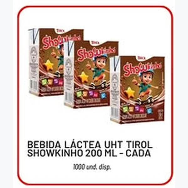 Recorte do encarte de Bebida Láctea Uht Tirol Showkinho 200 ml