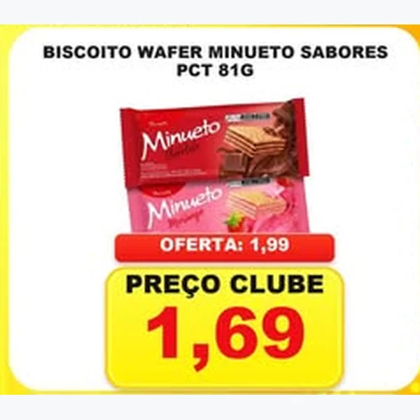 Biscoito Wafer Sabores Minueto 81 g