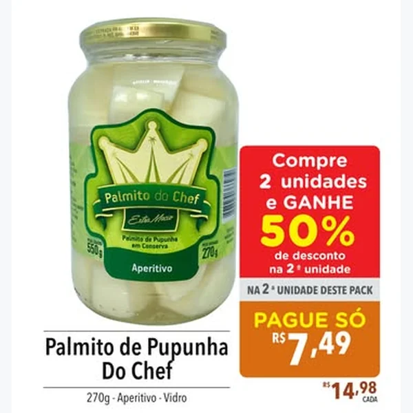 Recorte do encarte de Palmito de Pupunha Aperitivo Do Chef 270 g