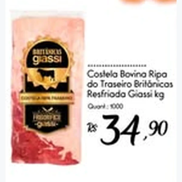 Recorte do encarte de Costela Bovina Ripa do Traseiro Britânicas Resfriada Giassi