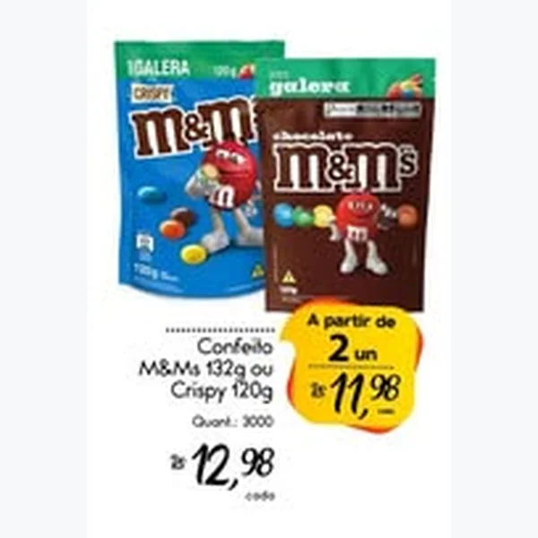 Recorte do encarte de Confeito M&Ms 132 g
