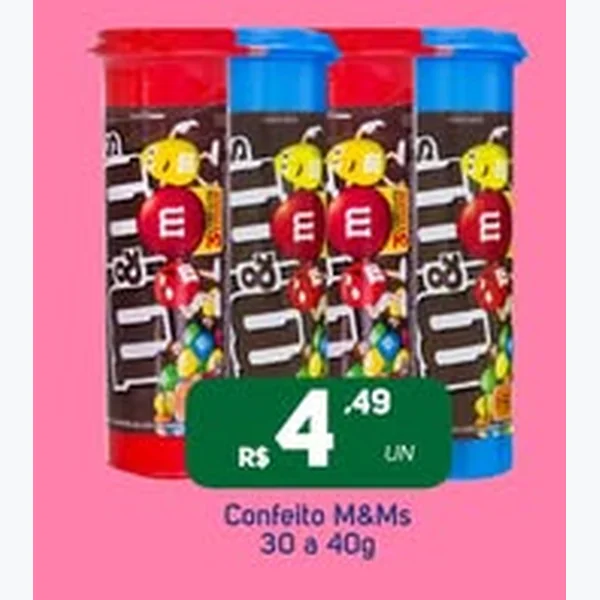 Recorte do encarte de Confeito M&M's 30 g