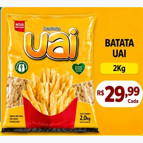 Batata Pré-frita Congelada Uai 2 kg