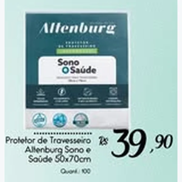 Recorte do encarte de Protetor de Travesseiro Sono e Saúde Altenburg 50 un × 70 un