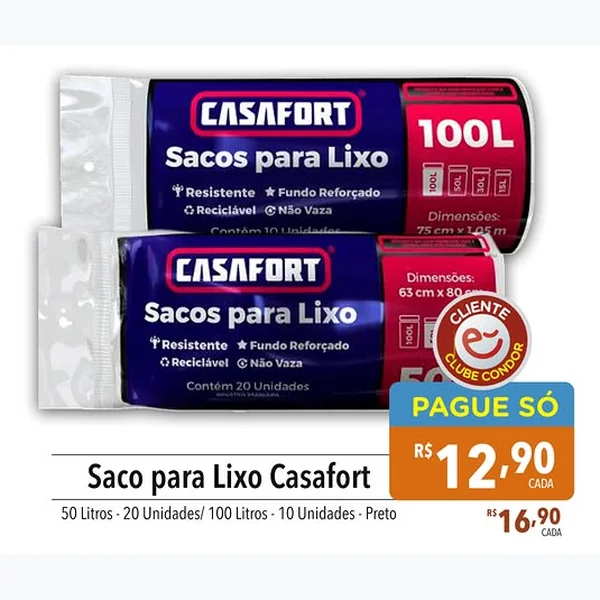 Saco para Lixo Casafort 10 un