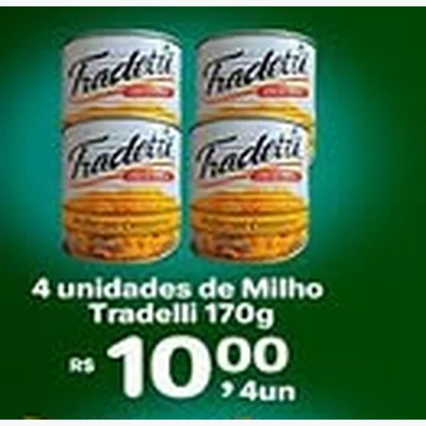 Recorte do encarte de Milho Tradelli 170 g
