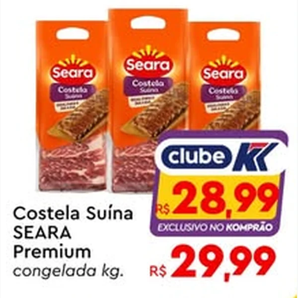 Recorte do encarte de Costela Suína Premium Congelada Seara