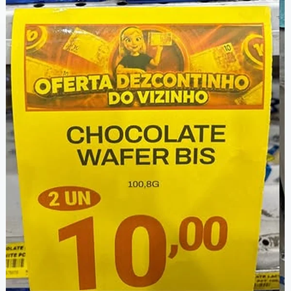 Recorte do encarte de Chocolate Wafer Bis 100,8 g