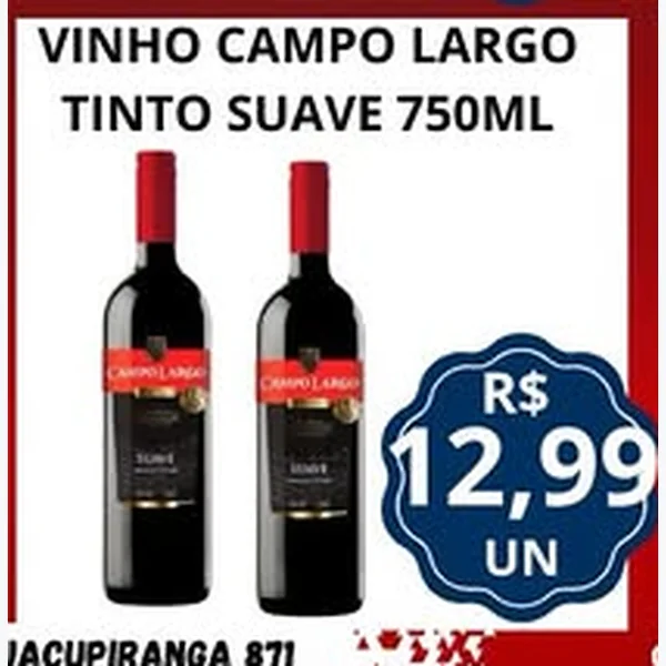 Recorte do encarte de Vinho Tinto Suave Campo Largo 750 ml