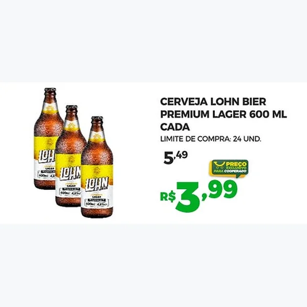 Cerveja Premium Lager Lohn Bier 600 ml