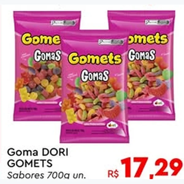Recorte do encarte de Goma Gomets Dori 700 g