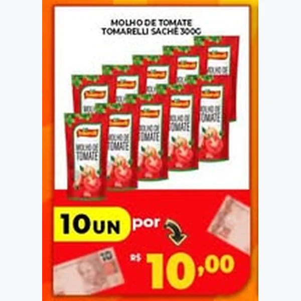 Recorte do encarte de Molho de Tomate Tomarelli 300 g