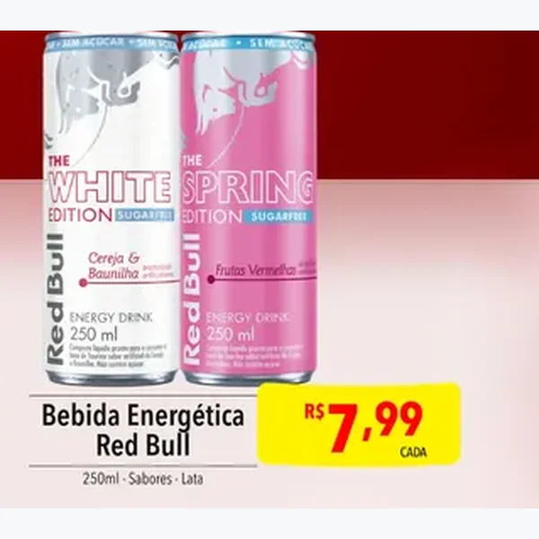 Recorte do encarte de Bebida Energética The Spring Edition Frutas Vermelhas Red Bull 250 ml