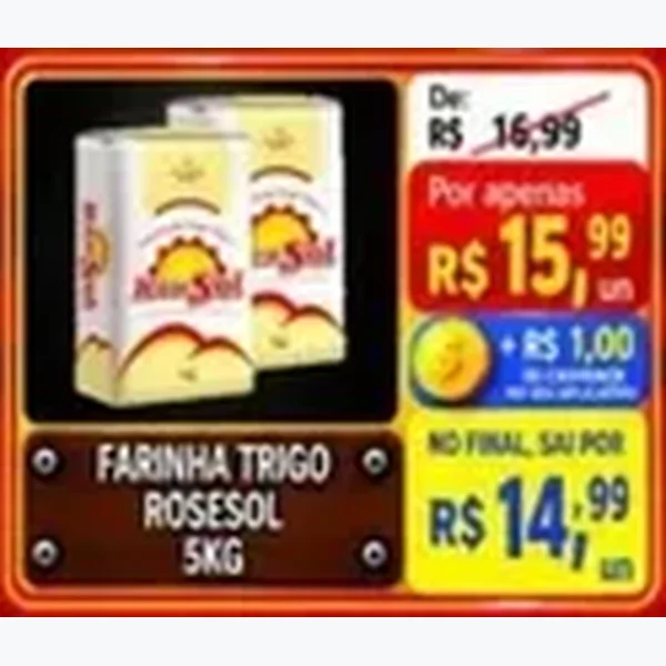 Recorte do encarte de Farinha Trigo Rosesol 5 kg