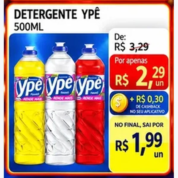 Recorte do encarte de Detergente Ypê 500 ml