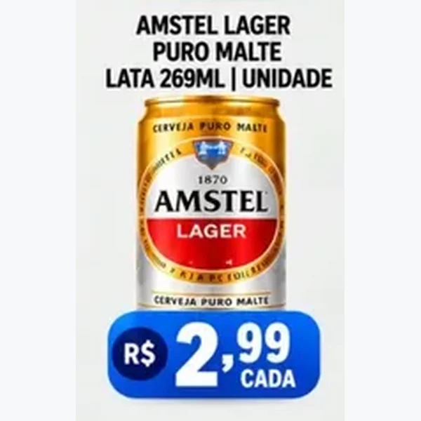 Recorte do encarte de Cerveja Lager Puro Malte Amstel 269 ml