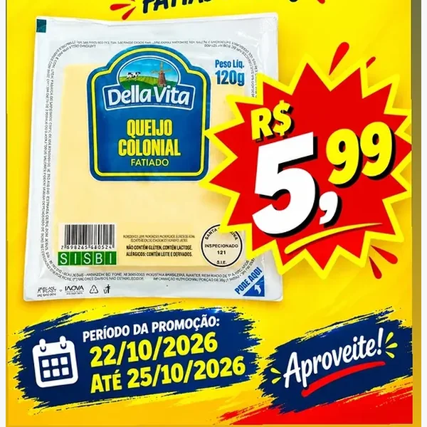Queijo Colonial Fatiado Della Vita 120 g