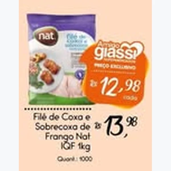 Recorte do encarte de Filé de Coxa e Sobrecoxa de Frango Iqf Nat 1 kg