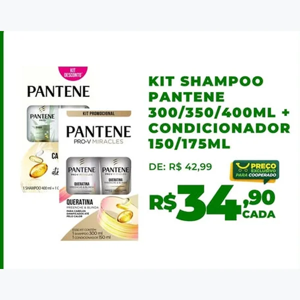 Recorte do encarte de Kit Shampoo e Condicionador Pantene 2 un