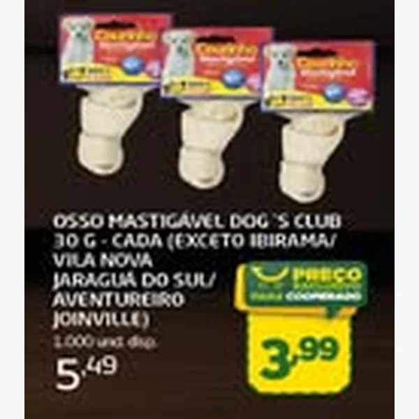 Recorte do encarte de Osso Mastigável Dog's Club 30 g