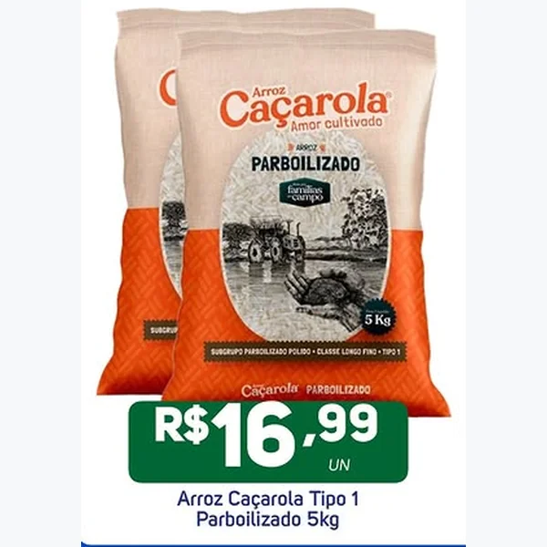 Recorte do encarte de Arroz Parboilizado Tipo 1 Caçarola 5 kg