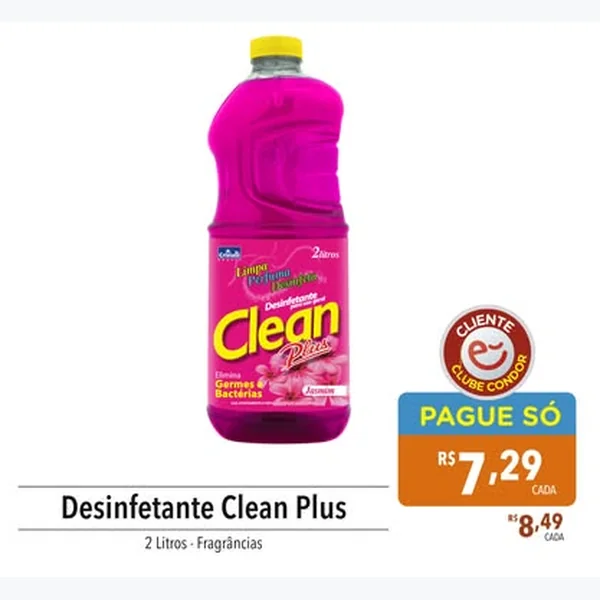 Recorte do encarte de Desinfetante Clean Plus 2 L