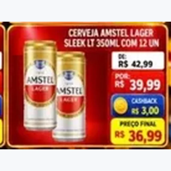 Recorte do encarte de Cerveja Lager Amstel 12 un × 350 ml