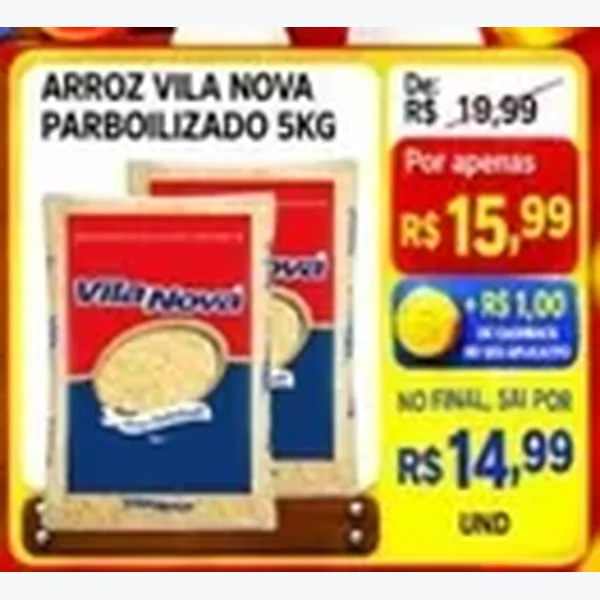 Recorte do encarte de Arroz Parboilizado Vila Nova 5 kg