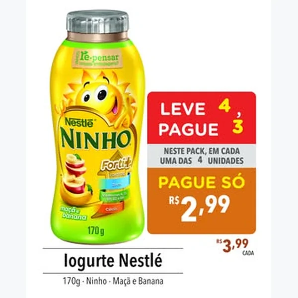 Recorte do encarte de Iogurte Maçã e Banana Ninho 170 g