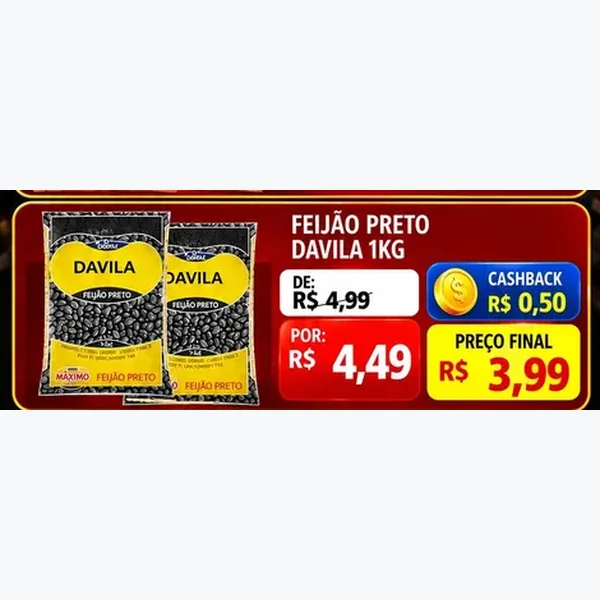Recorte do encarte de Feijão Preto Davila 1 kg
