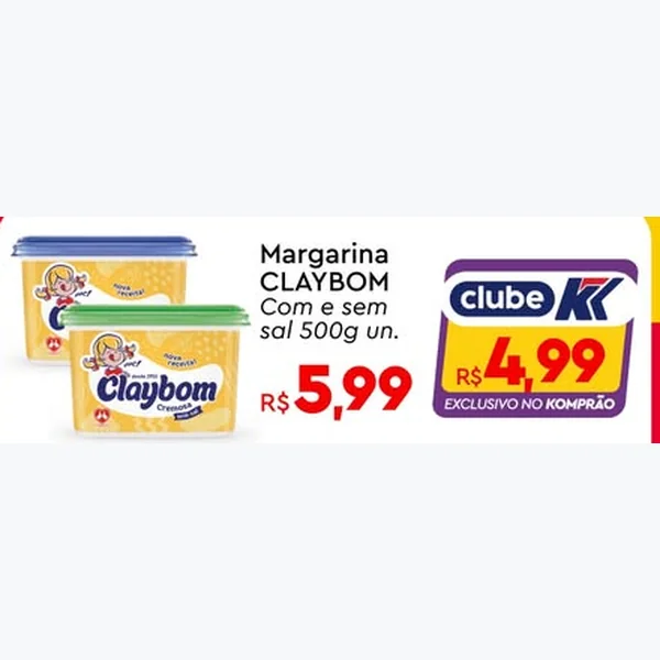 Recorte do encarte de Margarina sem Sal Claybom 500 g