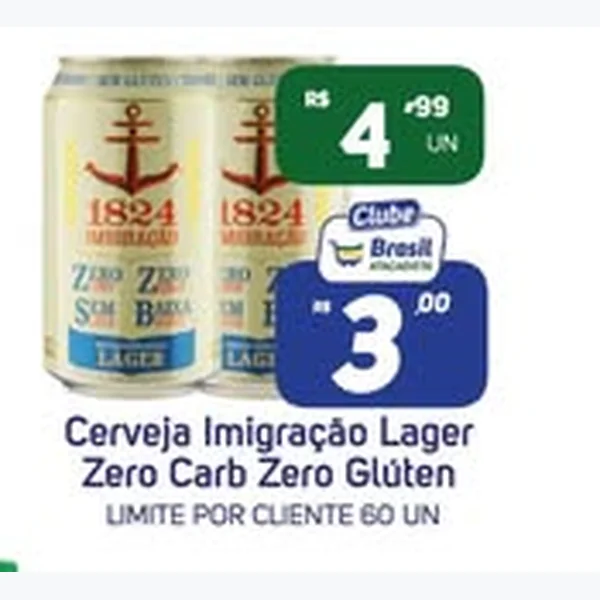 Recorte do encarte de Cerveja Lager Zero Carb Zero Glúten Imigração